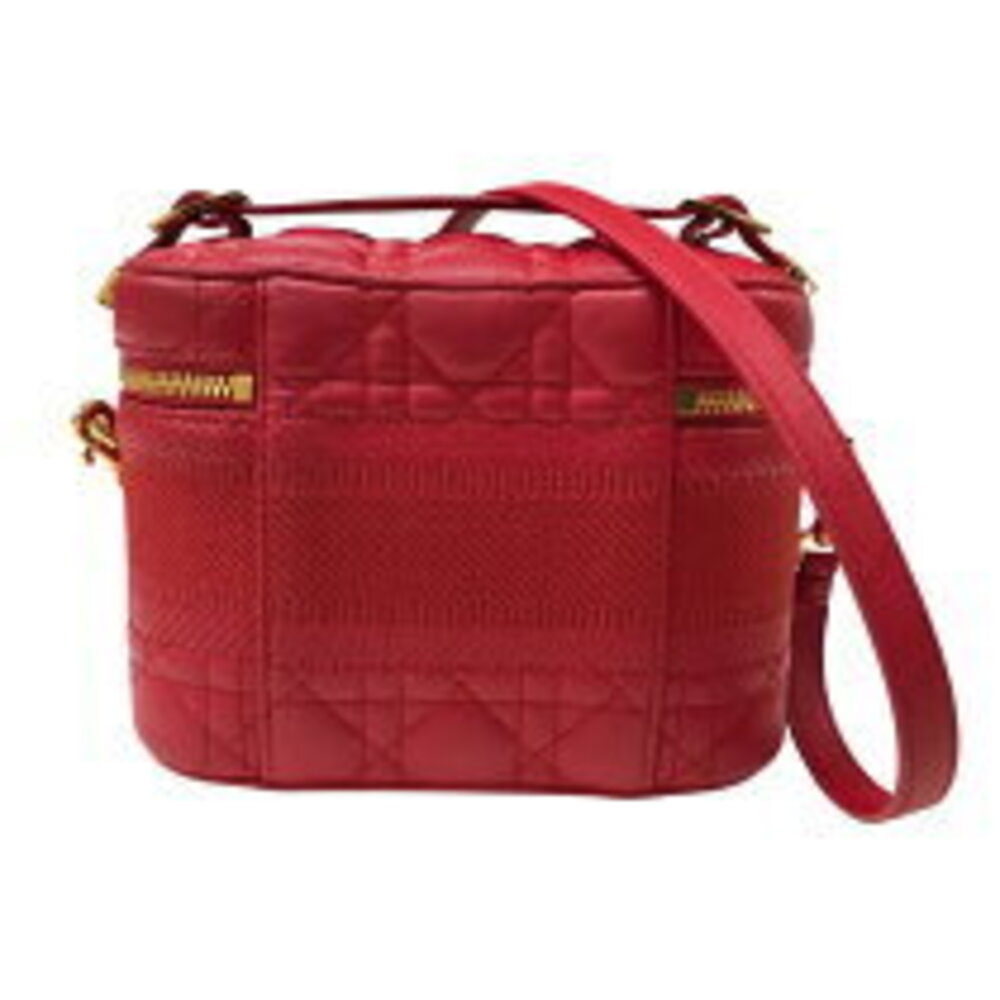 Dior Cannage Red TRAVEL Handbag Lambskin Christian Vanity - Picture 1 of 11